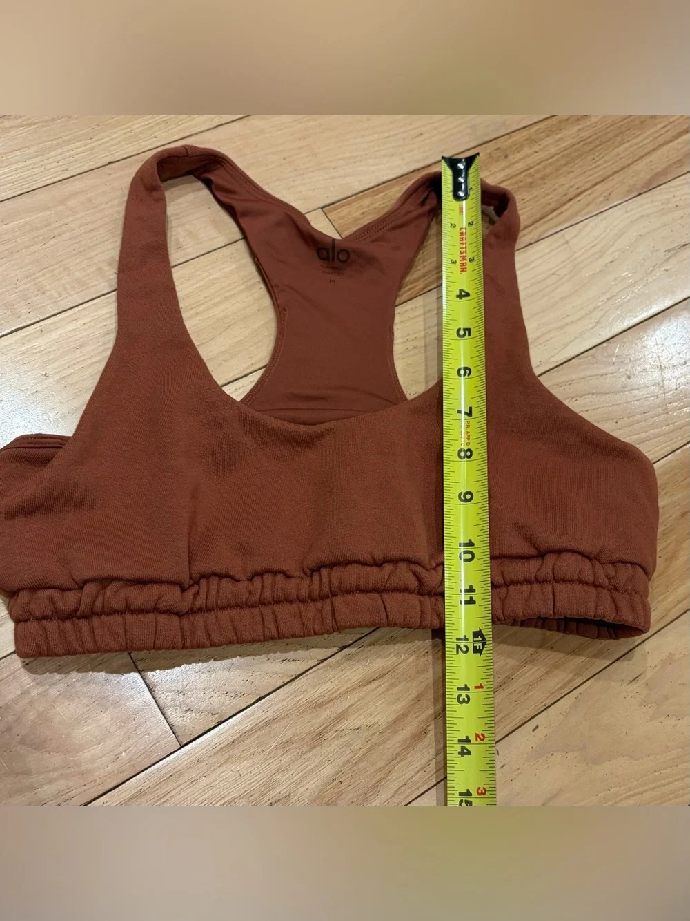 Alo Yoga Rust Brown Racerback Sweatshirt Style Sports Bra Crop Top - Size Medium